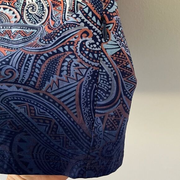 Title Nine Daring Floral Paisley Dress Purple Orange Size Large Knee Length - Picture 8 of 9